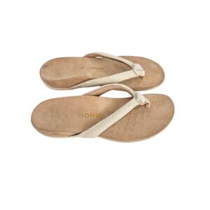 Vionic Mattie sandals women's 9.5 flip flop slip on comfort arch support tan